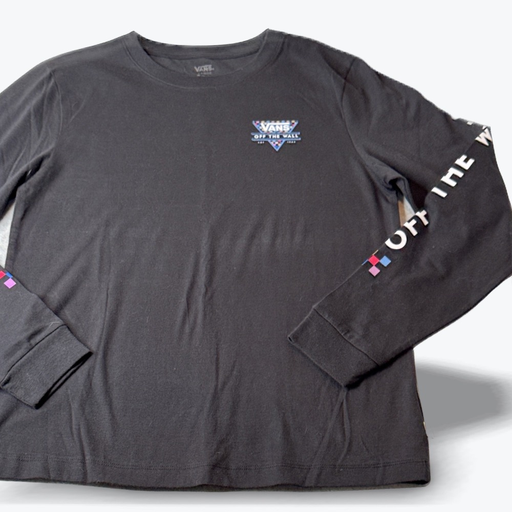 Vans Off The Wall Long Sleeved T Shirt Mens Large Black Tee Skater Culture